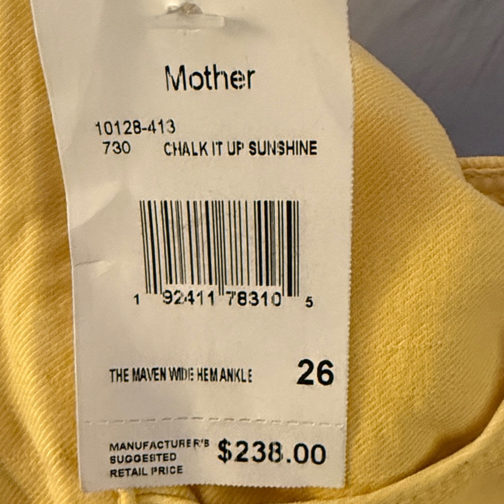MOTHER Sunny Yellow Wide Leg Jeans - Picture 2 of 5